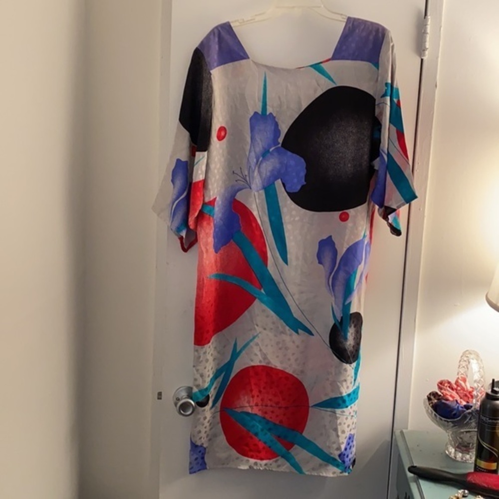 Vintage Multicolor 100% Silk Abstract Dress